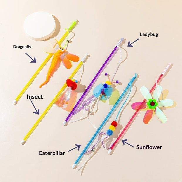 Cat Teaser Wand – Shiny Reflective Ribbon Toy – size reference