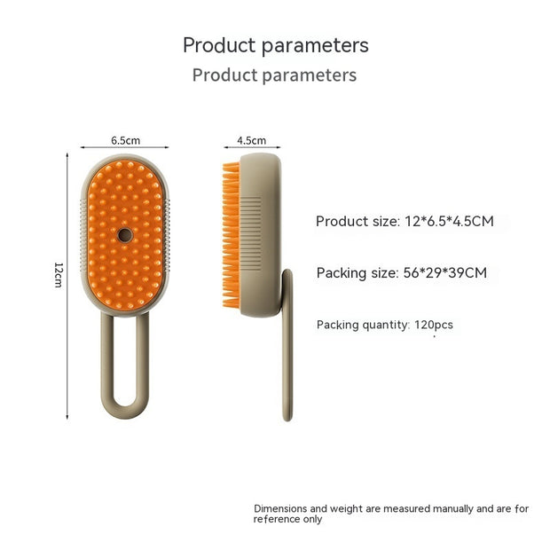 3-in-1 Electric Steam Pet Brush – Grooming Spray & Massage Comb – angle view