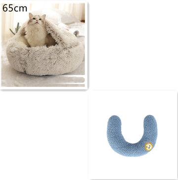 Round Winter Pet Bed – Plush Warm House for Dogs & Cats – color options