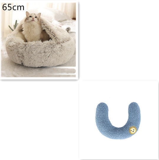 Round Winter Pet Bed – Plush Warm House for Dogs & Cats – color options