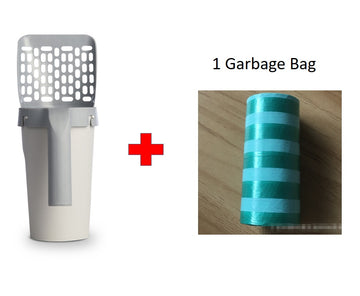 Integrated Cat Litter Scoop – Waste Bin & Bag Storage Set – side view