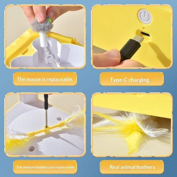 3-in-1 Cheese House Cat Toy – Interactive Puzzle Feeder – detail view