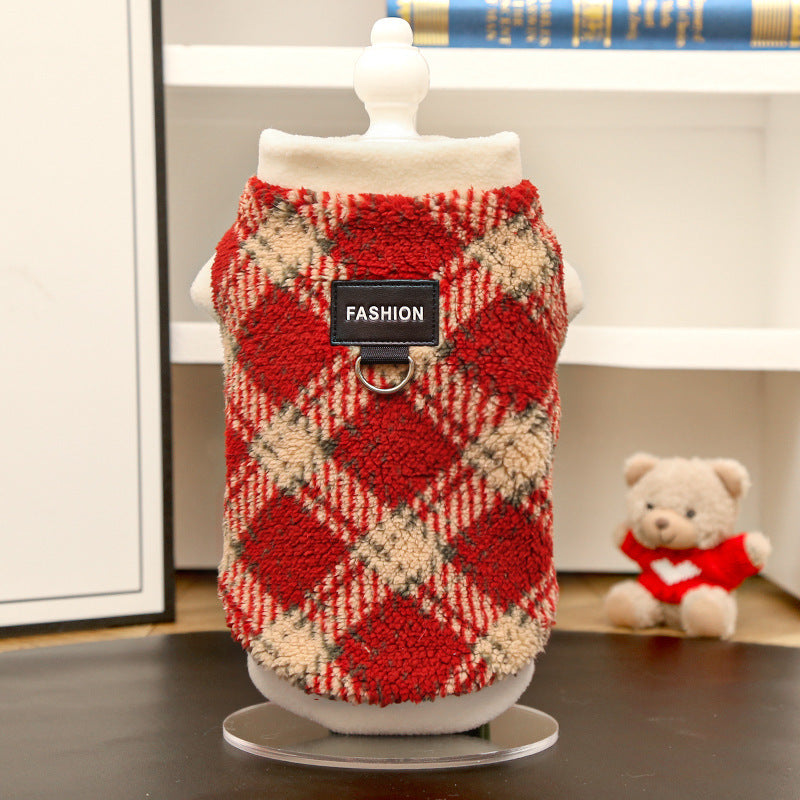 Polar Fleece Dog Coat – Warm Winter Sweater in red, another view.