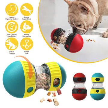 Food-Dispensing Dog Tumbler – Treat Puzzle Toy for Interactive Feeding – in use