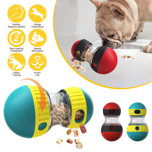 Food-Dispensing Dog Tumbler – Treat Puzzle Toy for Interactive Feeding – in use