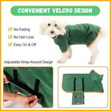 Absorbent Dog Bathrobe – Quick-Dry Microfiber Towel Coat with Belt – features