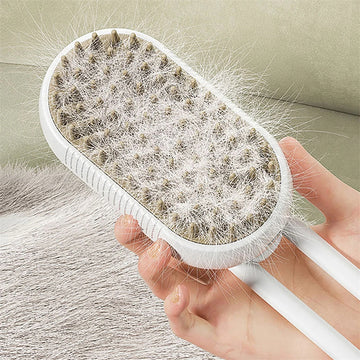 3-in-1 Electric Steam Pet Brush – Grooming Spray & Massage Comb – close-up