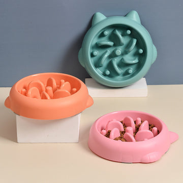 Slow Feeder Dog Bowl - Anti-Choking Stainless Steel Pet Dish – in use