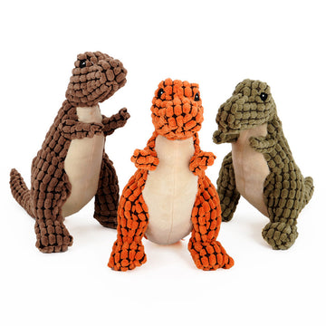 Dinosaur Dog Toy – Plush Squeaky Chew for Medium & Large Dogs – angle view