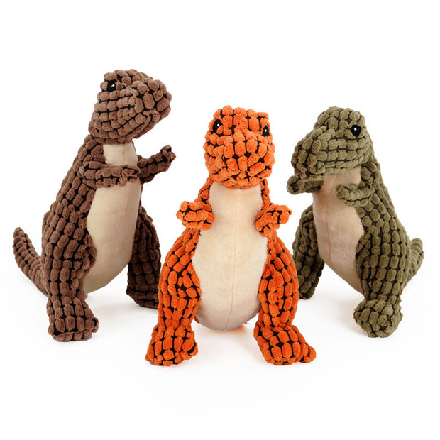 Dinosaur Dog Toy – Plush Squeaky Chew for Medium & Large Dogs – angle view