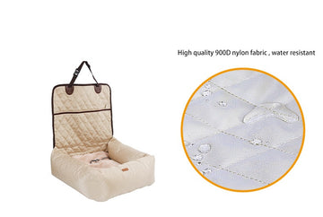 2-in-1 Dog Car Seat Bed – Folding Travel Carrier & Cushion – in use