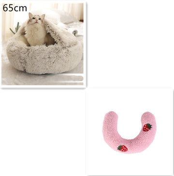 Round Winter Pet Bed – Plush Warm House for Dogs & Cats – packaging