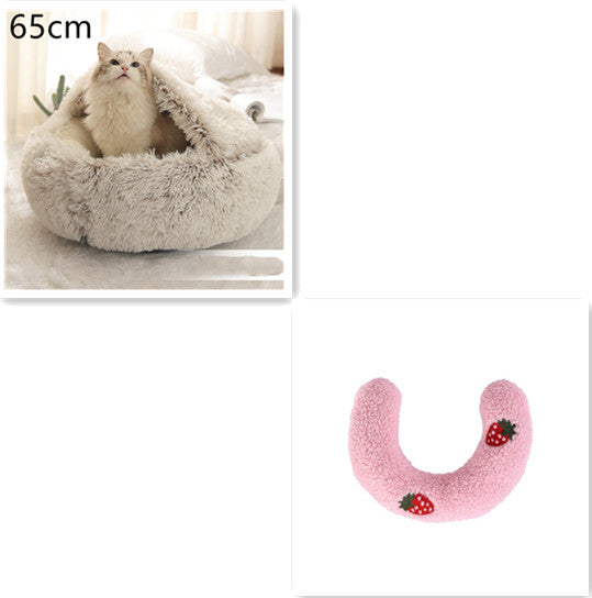 Round Winter Pet Bed – Plush Warm House for Dogs & Cats – packaging