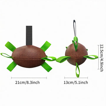 Tug-of-War Rugby Dog Toy – Squeaky Ribbon Pull Chew Ball for Medium & Large Dogs – detail view