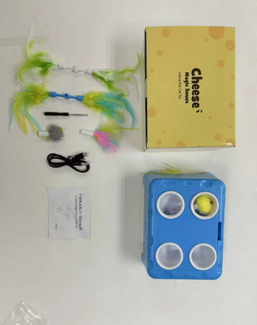 3-in-1 Cheese House Cat Toy – Interactive Puzzle Feeder – size reference