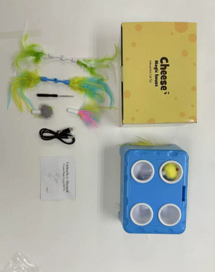 3-in-1 Cheese House Cat Toy – Interactive Puzzle Feeder – size reference