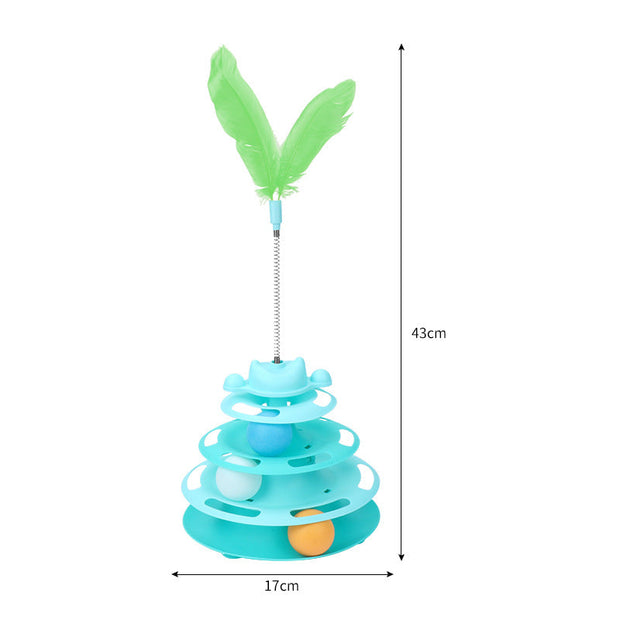 Two cats playing with the KindoPet ball tower toy – Cat Starter Bundle