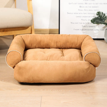Plush Dog Sofa Sleeping Bag – Warm Enclosed Pet House Kennel – side view