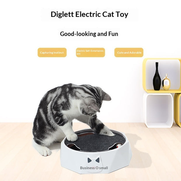 Automatic Plush Mouse Cat Turntable Toy – Electric Spinner – detail view