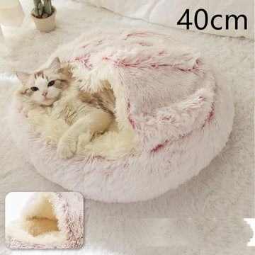 soft velvet lining touch feel round pet bed interior