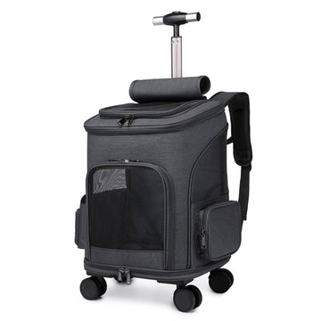 Rolling Pet Backpack Carrier – Folding Trolley for Cats & Small Dogs – lifestyle photo