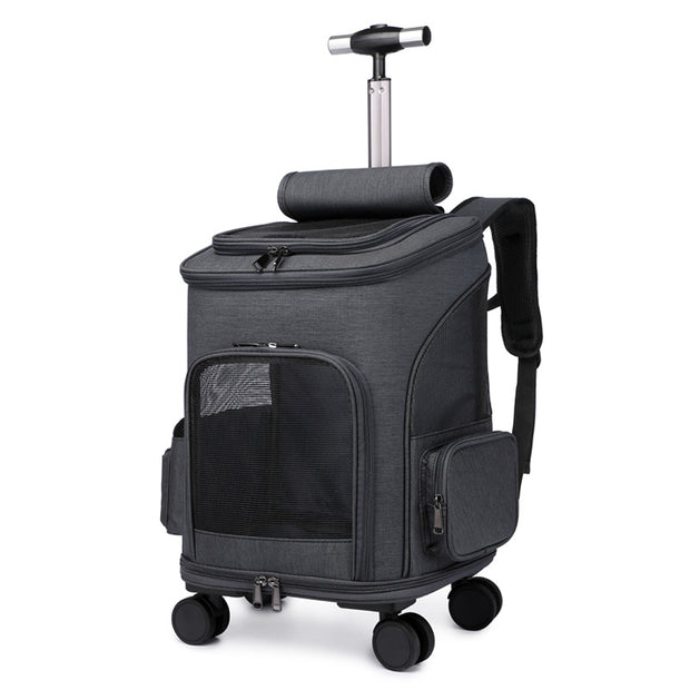 Rolling Pet Backpack Carrier – Folding Trolley for Cats & Small Dogs – lifestyle photo