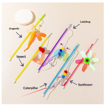 Cat Teaser Wand – Shiny Reflective Ribbon Toy – packaging