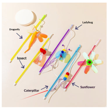 Cat Teaser Wand – Shiny Reflective Ribbon Toy – packaging