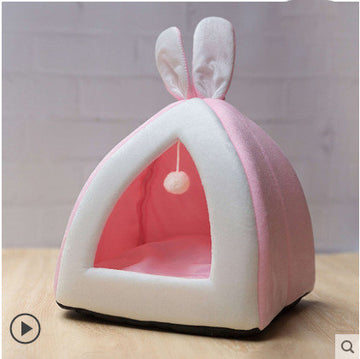 Multi-Functional Cat House Villa – Enclosed Pet Cave with Removable Cushion – lifestyle photo
