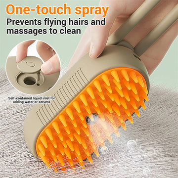 3-in-1 Electric Steam Pet Brush – Grooming Spray & Massage Comb – detail view