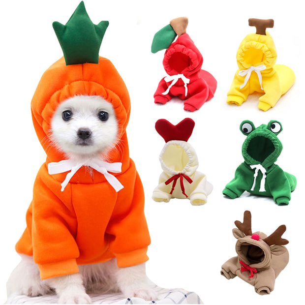 Fruit Pattern Dog Hoodie - Fleece Winter Coat for Small Breeds – side view