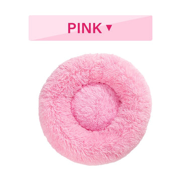 Fluffy Donut Dog Bed - Plush Bolster Pet Cushion for Nesting – side view