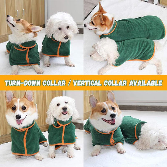 Absorbent Dog Bathrobe – Quick-Dry Microfiber Towel Coat with Belt – side view