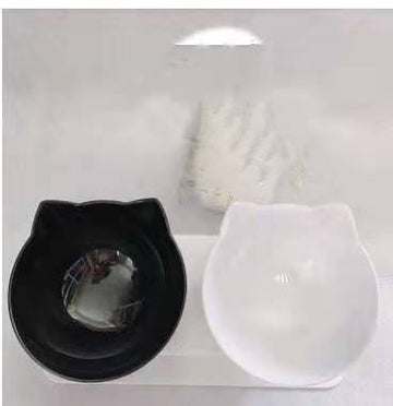 Elevated Double Cat Bowl – 15° Tilted Neck-Protection Food & Water Feeder – size reference