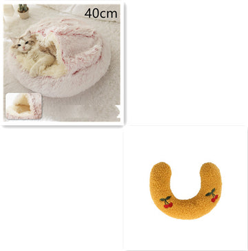 winter cozy pet sleeping scenes round plush bed house