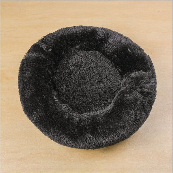 Round Plush Pet Nest Bed - Cozy Kennel for Small Dogs & Cats – in use